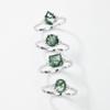 Anel de Musgo Verde de Prata S925 Transfronteiriço da Amazon para Mulheres Anel de Ágata Grama Aqua Leve Luxo Nobre Elegante Elegante Cabelo