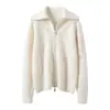 26 Nuevo Suéter de Punto de Cachemir Jacquard de Cuello Alto de Color Sólido Calado para Otoño e Invierno Moda Cálida Chaqueta Cardigan