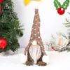 Decoraciones de Navidad gorro de punto de lunares muñeca sin rostro en posición sentada decoraciones para ventana de hotel de leñador regalo