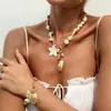 Collar de Concha y Flor Estilo Oceánico Ins Europeo y Americano para Mujer, Joyería con Colgante Simple de Caracola y Vieira para Vacaciones