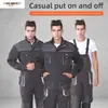 Conjuntos de ropa de trabajo de manga larga para primavera y otoño al por mayor, con múltiples bolsillos, adecuados para construcción, reparación automotriz y mantenimiento de propiedades, con opciones para impresión y bordado