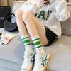 Calcetines Rayados para Deportes de Otoño e Invierno para Mujer, Calcetines Casuales de Media Pantorrilla para Correr, Resistentes al Olor, Transpirables, Absorbentes del Sudor, Calcetines para Mujer, Calcetines de Algodón con Bloques de Color