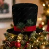 Ponteiro de Árvore de Natal Estrela Decoração de Natal Chapéu Xadrez Preto Vermelho Enfeite de Ponteiro de Árvore de Natal