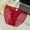 Ropa interior de encaje con tentación ingeniosa para niñas, pantalones cortos triangulares de cintura alta con lazo de seda morera y entrepierna sexy para mujer