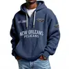 Roupas masculinas novas transfronteiriças, best-seller da Amazon, moletom novo com zíper e múltiplos bolsos, moletom moderno de comércio exterior, série NFL