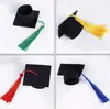 Mini Sombrero de Graduación de Fieltro con Borla, Muñeco, Decoración de Ramo para Botella de Vino, Decoración para Eventos de Fiesta, Sombrero de Graduación