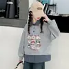 Conjunto de dos piezas de sudadera y pantalón estilo universitario coreano 2026 para niñas, conjunto de dos piezas de top con cuello camisero y jeans para primavera y otoño