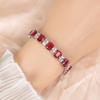 Pulseira de Zircônia Feminina Estilo K Corrente Estendida Quadrada Simples Estilosa Super Brilhante Colorida Joia de Zircônia Pulseira da Floresta