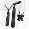 Corbata Estudiante Gris Humo Oscuro Estilo JK Japonés Cuadros Camisa Sin Corbata Corbata de Pareja Pajarita para Mujer
