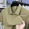 Camiseta de Algodão 100% Puro de Manga Curta para Homens, Mesmo Estilo do Balcão, Novo Estilo de Verão, Camisa Polo de Cor Sólida de Alta Qualidade, Roupa Masculina de Manga Meia