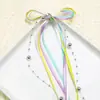 Fita de Cetim Colorida Doce Fita com Contas Laço Fita Longa Super Fada Infantil Presilha de Cabelo Acessórios de Cabelo DIY Acessórios de Roupa