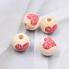 Accesorios de Joyería DIY Cuentas de Madera Inglesas con Estampado de Corazón Cuentas Sueltas Estilo Dulce Cuentas de Madera Decorativas con Forma de Corazón Cuentas Sueltas Accesorios Hechos a Mano
