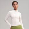 Top de Yoga Desnudo Cuello Vertical Delgado Fitness Chaqueta Deportiva para Mujer Sentido Avanzado Malla Trasera Transpirable Ropa de Yoga Manga Larga