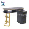 Mesa de Manicure Hongzi Dourada Vidro Marrom com 12 Compartimentos de Armazenamento Venda Direta da Fábrica Acessível Luxo Mesa de Manicure Preto Dourado