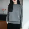 Suéter de punto de algodón puro vintage de estilo coreano, relajado y casual, de corte holgado para mujer, con cuello semi-alto
