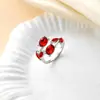 Anillos de Hoja y Pétalo de Estilo Europeo y Americano Más Vendidos Transfronterizos, Joyería de Lujo Ligero de Hoja y Tulipán a la Moda al por Mayor