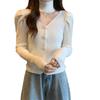 Puro deseo cuello en V adelgazante manga abullonada suéter interior top halter mujer primavera nuevo elegante rojo suéter moda