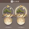 Pintura Decorativa de Entrada de Lujo Ligero Acrílico Luz LED Árbol de Pino Pasillo de Puerta Pintura para Colgar en la Pared Mural Finamente Tallado