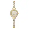 1 Peça Novo Relógio Feminino Flor Envolvida em Strass, Pulseira Ajustável Mostrador Pequeno Elegante Relógio de Pulso a Quartzo