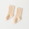 Calcetines de Bebé Infantil de Primavera y Otoño Españoles Color Sólido Doble Aguja Calcetines para Niños Raya Vertical Estilo Coreano Calcetines de Media Caña Antideslizantes
