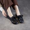 Nuevos Zapatos de Cuero Pequeños Casuales Hechos a Mano Retro de Cuero Genuino con Suela Suave para Mujer, de Cuadros, con Cordones, Plisados, Zapatos de Madre