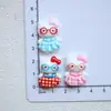 Gafas Brillantes Gato Kt Lazo Cuadros Resina Accesorios Dibujos Animados Joyería DIY Pasador para el Cabello Infantil Material para Vaso de Agua