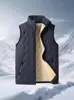 Chaleco de Lana de Cordero para Hombre Otoño e Invierno con Forro Polar Abrigo Grueso Cálido Juvenil Negro Suelto Chaleco Exterior Top