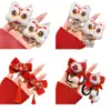 Horquilla de Borla Roja de Danza del León de Año Nuevo para Niñas y Niños, Accesorio Hanfu de Estilo Chino Tradicional, Adorno para el Cabello de Año Nuevo Estilo Chino