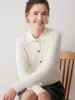 Nuevo cárdigan de punto de un solo botón 100% cachemira con cuello polo para otoño e invierno para mujer, suéter abrigo versátil de punto trenzado de manga larga