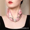 Collar con Hebilla Magnética Estilo Chino Bufanda Larga de Seda Delgada Primavera Otoño Verano Uso Diario Bufanda Decorativa Protector de Cuello Bufanda para Cuello para Mujeres