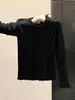 Suéter de Punto de Doble Capa con Volantes en el Cuello Redondo, Ropa Interior para Mujer, Manga Larga, Capa Base de Punto, Estilo Francés de Alta Gama, Nuevo para Otoño e Invierno