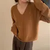 Suéter de Punto de Moda Otoño e Invierno Estilo Coreano, Cuello en V, Estilo Perezoso, Casual que Reduce la Edad, Suave y Versátil, Prendas de Punto para Llevar Debajo