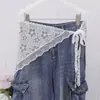 Design Estilo Coreano Renda Bordada Cinto de Renda Lenço de Seda Camada com Saia de Gaze de Comprimento Médio Acessórios para Cortina de Traseira