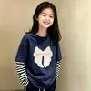 Camiseta de Manga Larga para Niña Estilo Primavera y Otoño 2026 Nueva Falsa Dos Piezas Ropa Interior Infantil Ropa de Otoño Top de Algodón Puro para Niña Pequeña