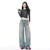 Jeans de Pierna Ancha Rectos Sueltos Lavados y Desgastados Estilo Retro Americano 2026 para Mujer por Yichun