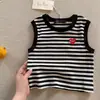 Chaleco Infantil Hombre 2025 Verano Nuevo Camiseta Sin Mangas Infantil Corazón Bebé Rayas Chaleco Racer Hombre y Mujer Delgado