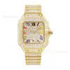 Relojes de Moissanita de Color para Hombre de Comercio Exterior en Stock, Decoración de Moissanita Europea y Americana, Relojes Mecánicos de Moda con Calendario Hip-Hop al por Mayor