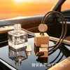 Aromatizador de Carro Pingente de Garrafa de Vidro com Corda Quadrada, Pingente de Perfume para Pendurar no Carro, Ornamento de Óleo Essencial para Pendurar no Carro