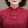 Vestido de Alta Qualidade Estilo Chinês para Mãe, Vestido Qipao Aprimorado, Elegante e Nobre Vestido de Manga Longa para Banquete de Casamento da Sogra, Outono