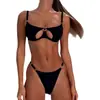 Bikini push-up sexy negro puro con diseño único de corte, traje de baño de dos piezas para mujer de exportación de comercio exterior transfronterizo 2026bikini