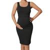 Vestido de Maternidad Bodycon sin Mangas Estilo Europeo y Americano Transfronterizo, Vestido Exterior de Maternidad para Otoño, Cuello Redondo, Cintura Cruzada, Corte Ajustado