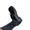 Zapatos de Cuero de Vaca con Diseño de Nicho de Punta Ancha y Suela Gruesa, Slip-On con Lazo para Mujer, Zapatos de Cuero de Tacón Grueso de Moda y con Estilo
