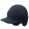 Gorro de lana de invierno con ala para proteger las orejas para hombres de mediana edad y ancianos, gorro de tigre para ciclismo al aire libre, gorro de punto de una sola pieza que protege el cuello