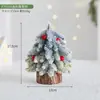 Arreglo de escritorio pequeño de Pe Scene de cedro Decoraciones navideñas de moda Adornos Árbol de Navidad Mini nevada flockada