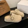 Pantuflas de media caña Baotou, forradas de felpa, suela suave, sin cordones, casuales, suela gruesa, para mujer, para usar al aire libre, pantuflas de media caña, 2026