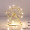 Accesorios Creativos de Lujo Accesibles para el Hogar Decoración Moderna para Sala de Estar Manualidades con Luces Adornos Giratorios Luminosos de Rueda de la Fortuna de Hierro