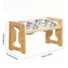 Suporte de Tigela para Cachorro de Bambu Amazon Altura Ajustável Alimentador Universal para Gatos e Cachorros Suporte Duplo para Tigelas de Cachorro Personalizável
