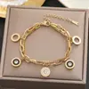 Centenas de Pulseiras Meichen Europeias e Americanas Ouro 18K Não Desbota Aço Titânio Femininas Simples e Versáteis Ins Personalizadas Moda Joias de Mão