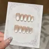 [Maquillaje Nude Ojos de Gato] Uñas Postizas Portátiles Hechas a Mano Estilo Ins Boutique de Alta Gama Parches de Manicura Corta Uñas Falsas