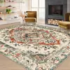 Tapete Persian para Sala de Estar Resistente a Manchas, Tapete de Cama Retrô Boêmio, Tapete de Piso Dobrável para Quarto de Fácil Manutenção, Tapete Decorativo